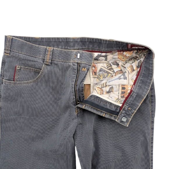 Meyer Diego Modern Chino Mens Blue Textured 5 Pocket Flat Front Pants Sz M 34x32 - Picture 6 of 13